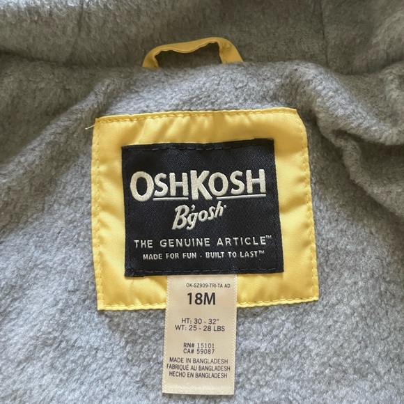 Oshkosh Boys’ Yellow/Navy Blue Jacket. Size 18 Months. Used. - Picture 5 of 7